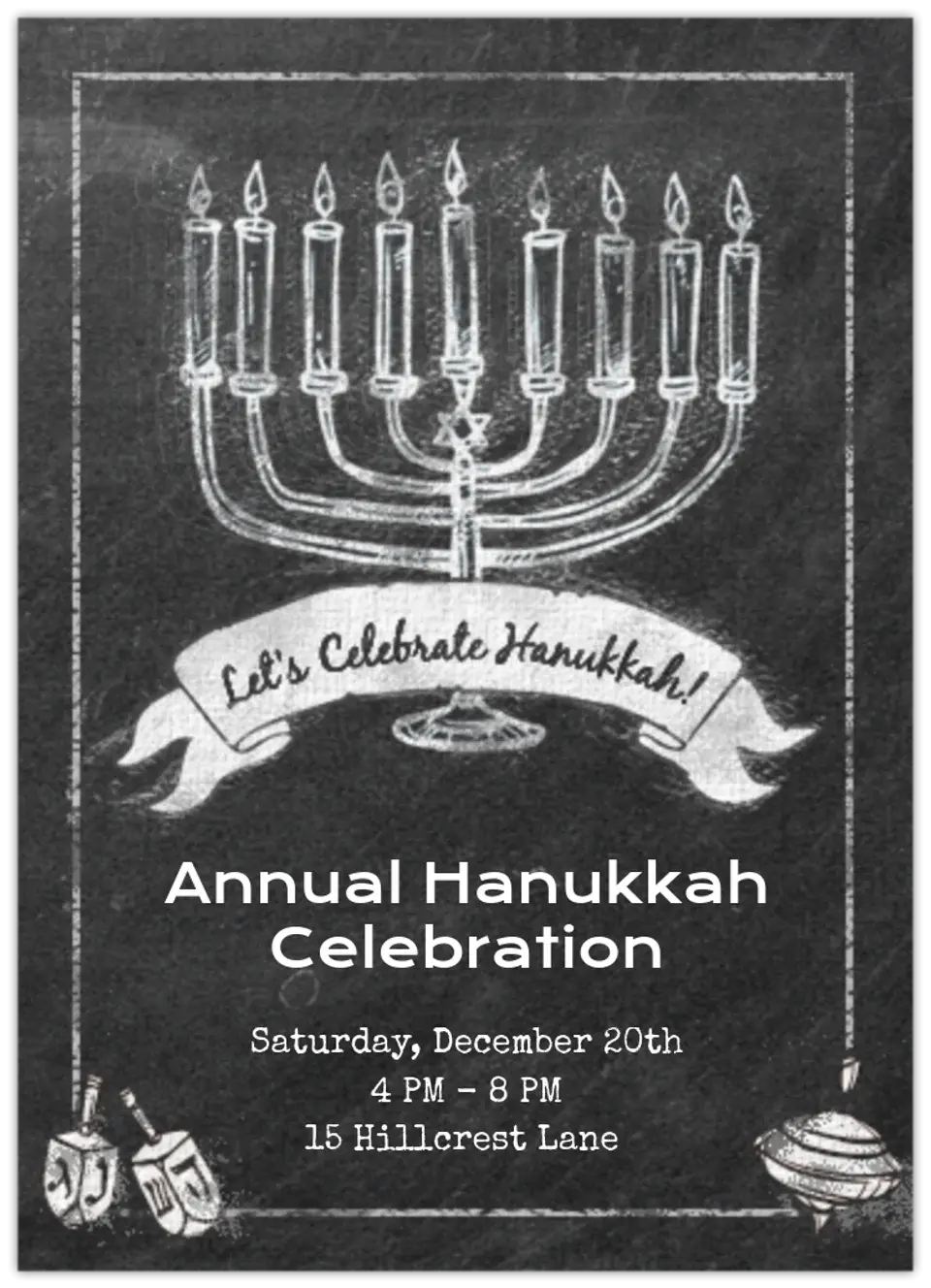 Hanukkah Chalkboard card