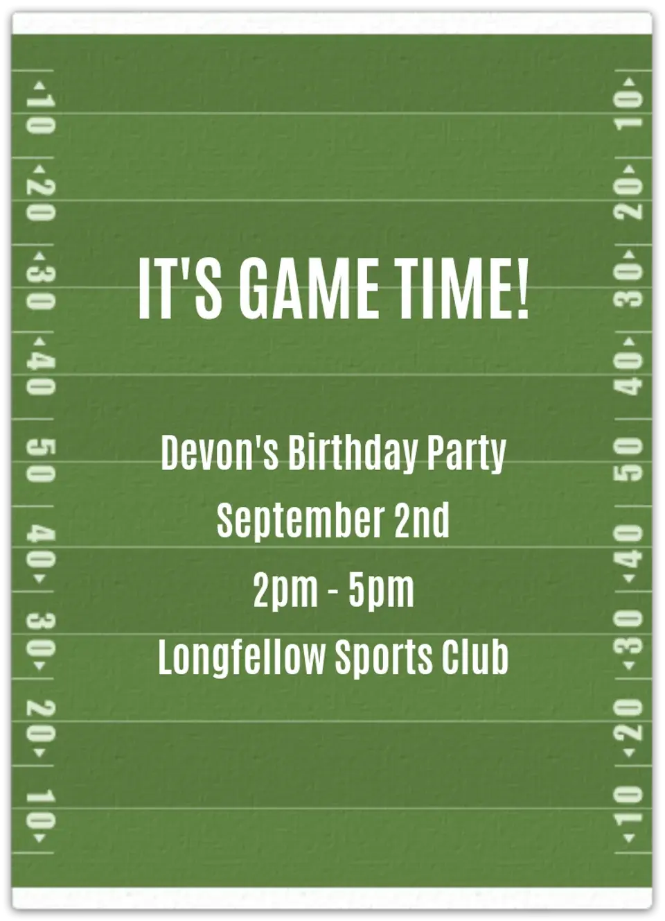 Birthday Football Field card
