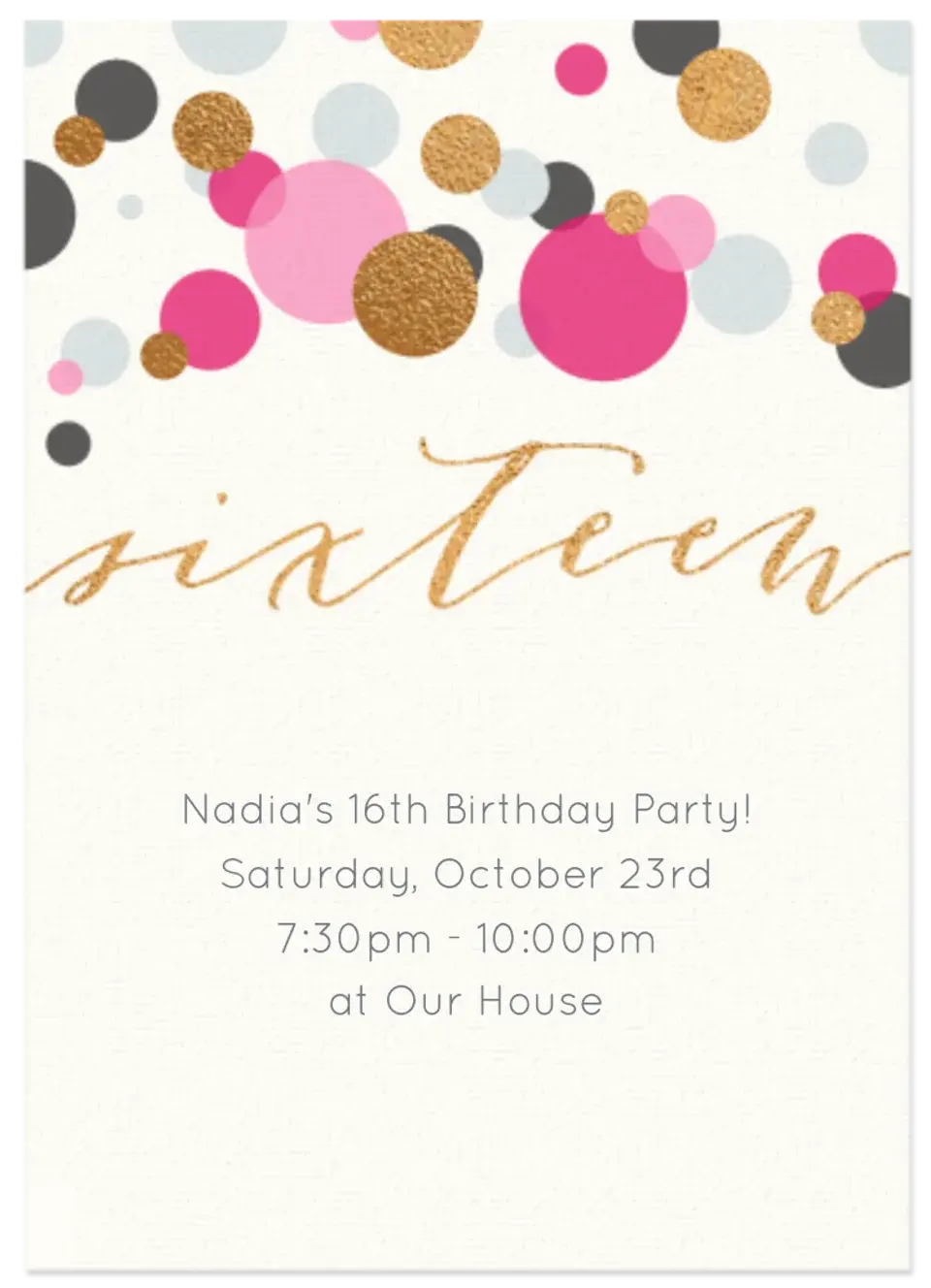 Sixteen Pink card