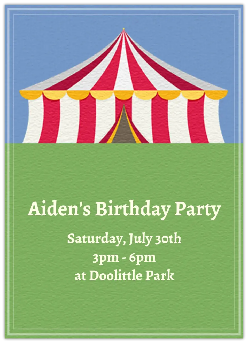 Big Top Circus card