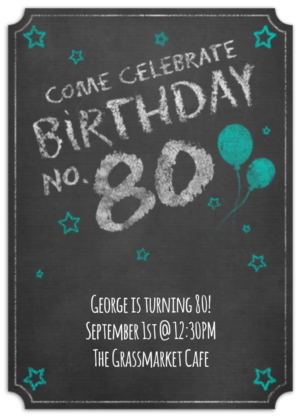 Chalkboard Eighty card