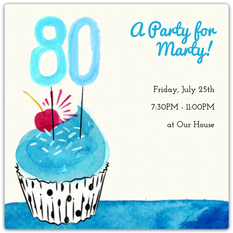 80th Cupcake card