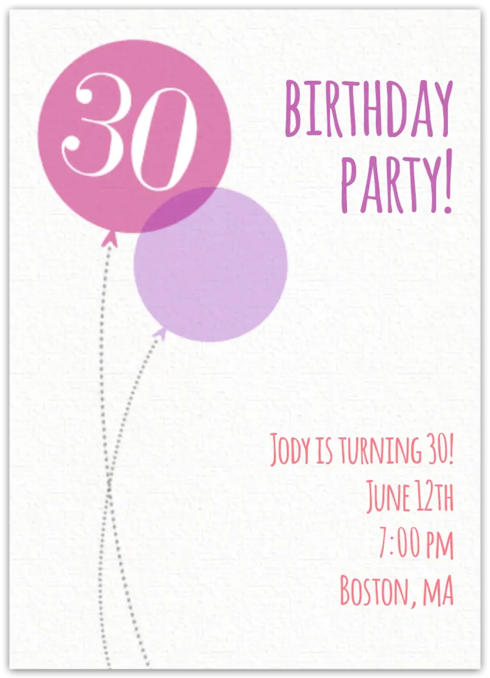 Pink Milestone Thirtieth Birthday card