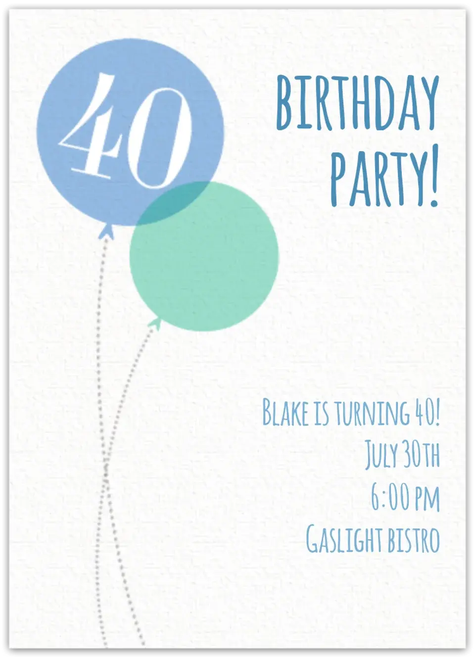 Blue Milestone Fortieth Birthday card