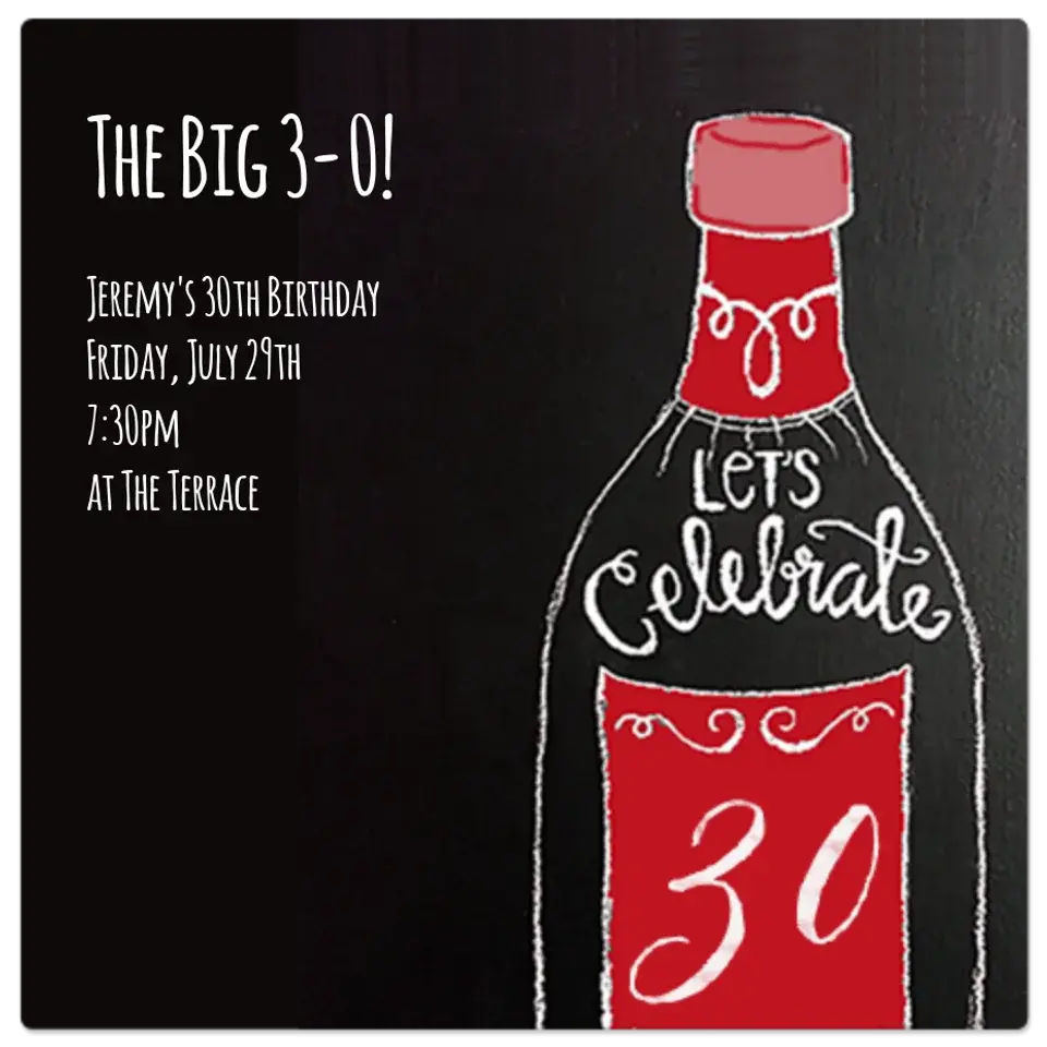 30th Champagne Chalkboard card