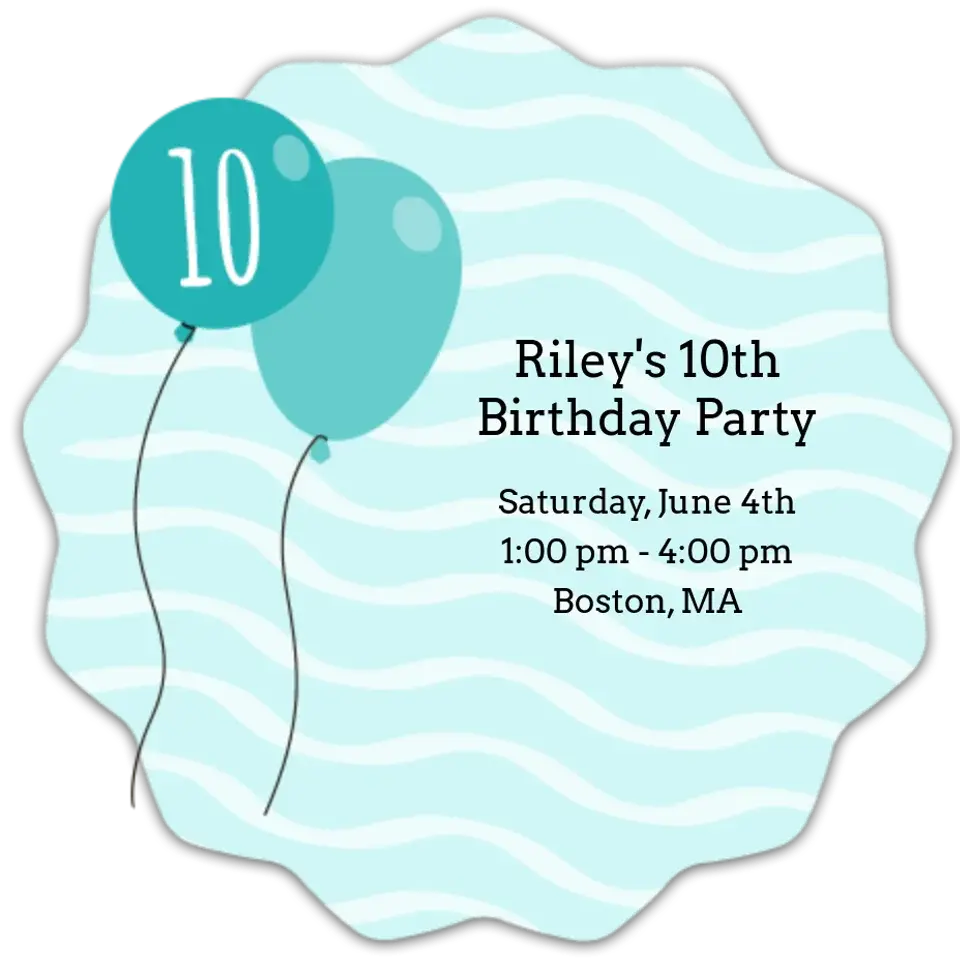 10th Birthday Balloons card