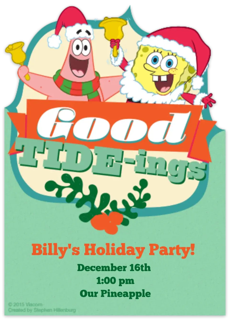 SpongeBob Good Tide-ings card image