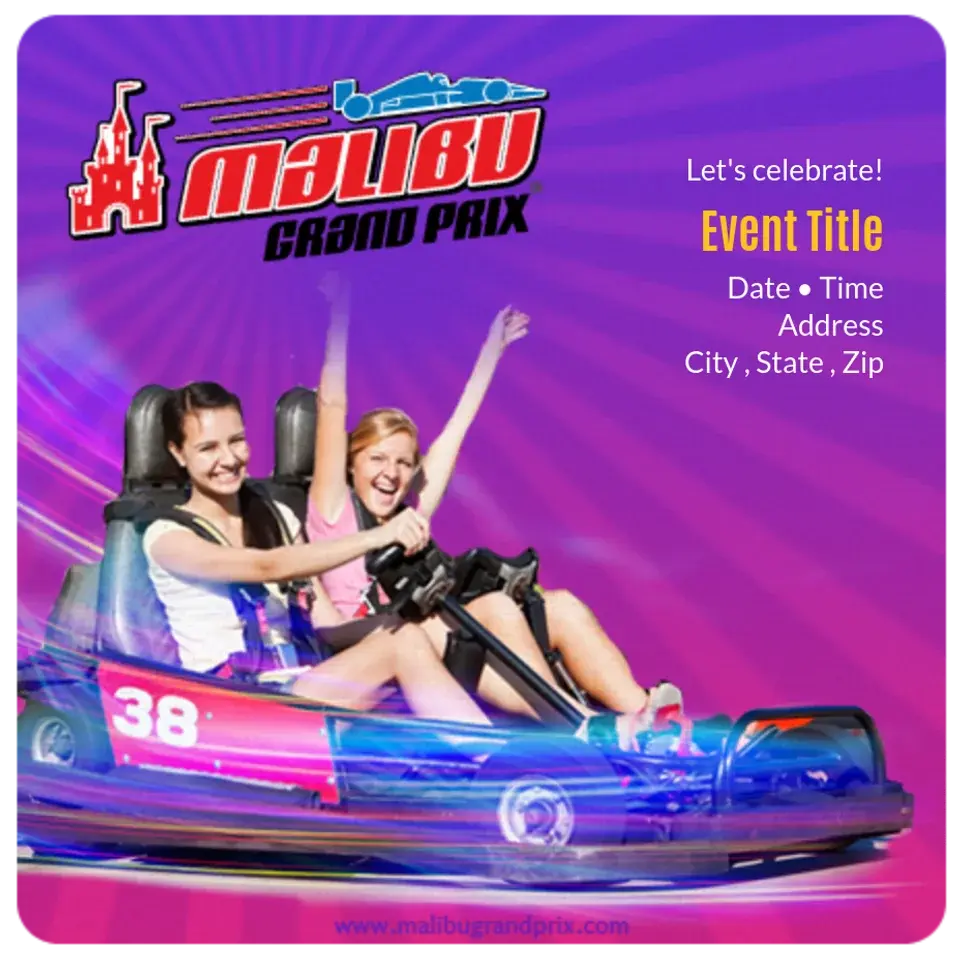 Malibu Grand Prix | Girl Birthday card