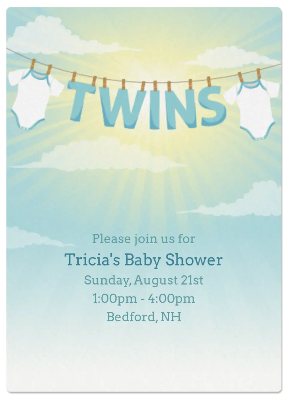 Twins Baby Shower card