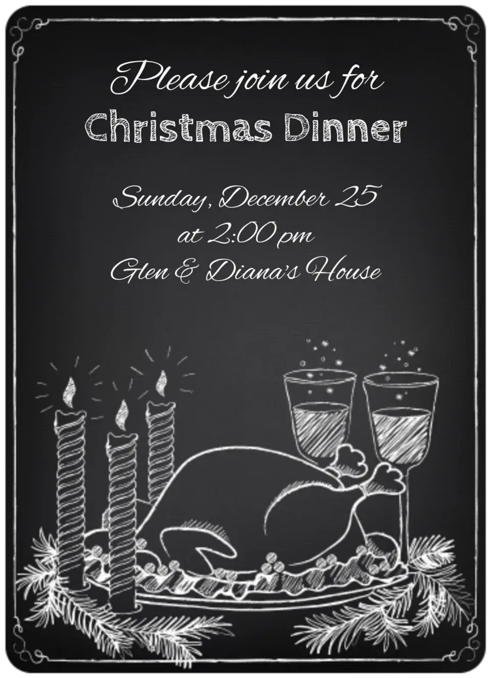 Chalkboard Christmas Dinner card image