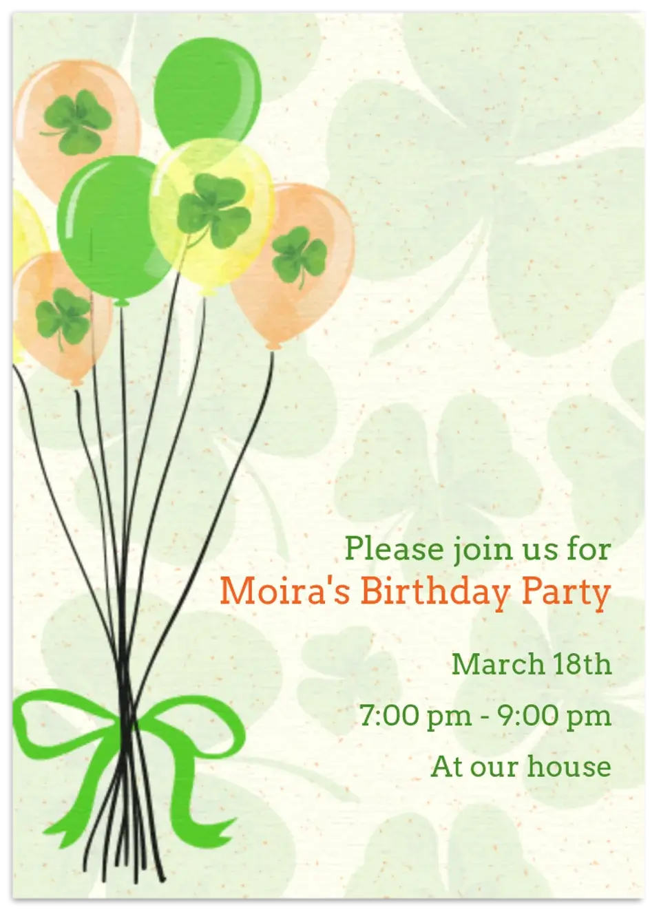 St. Patrick's Day Birthday Balloons card