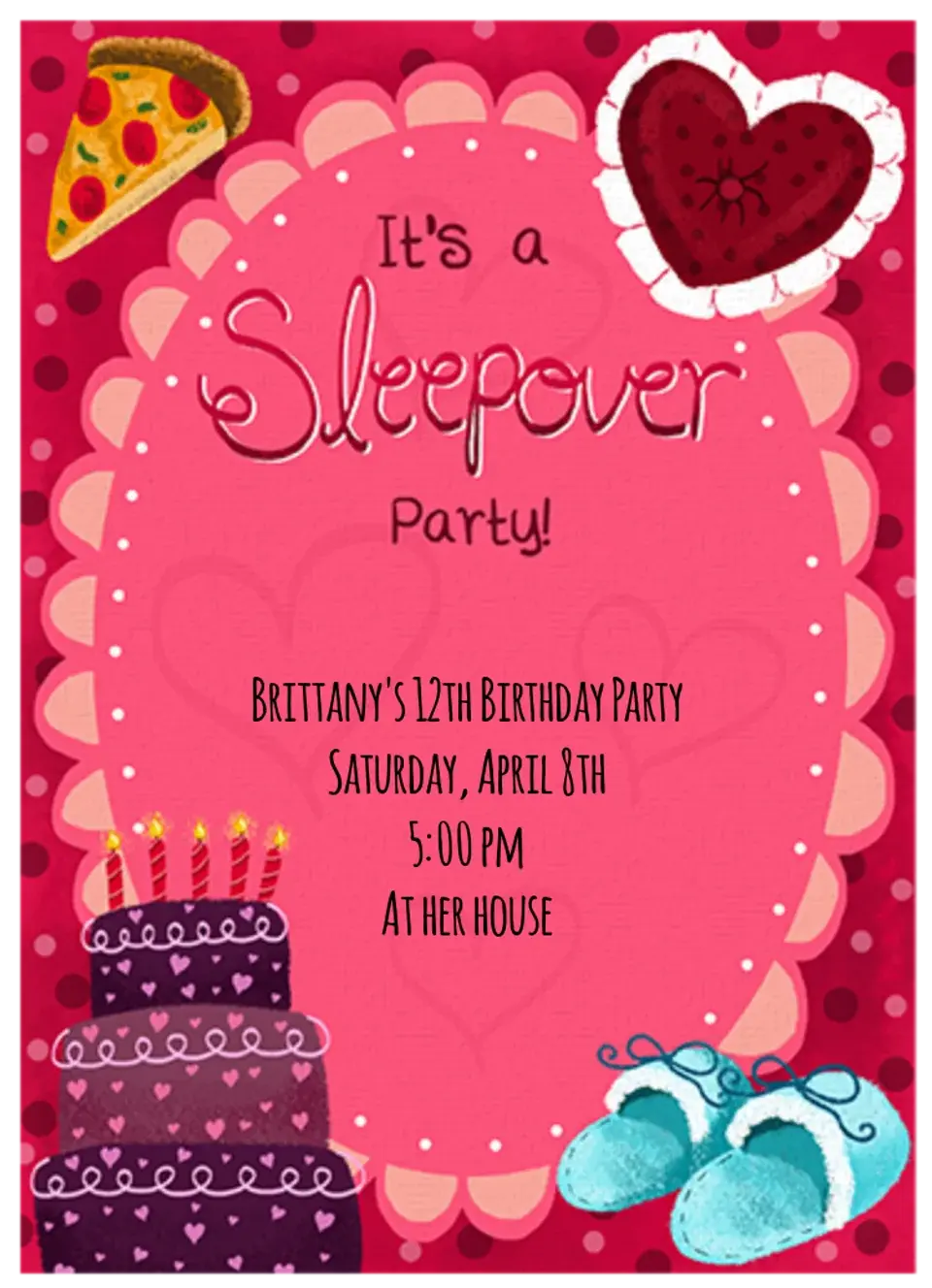 Birthday Sleepover card