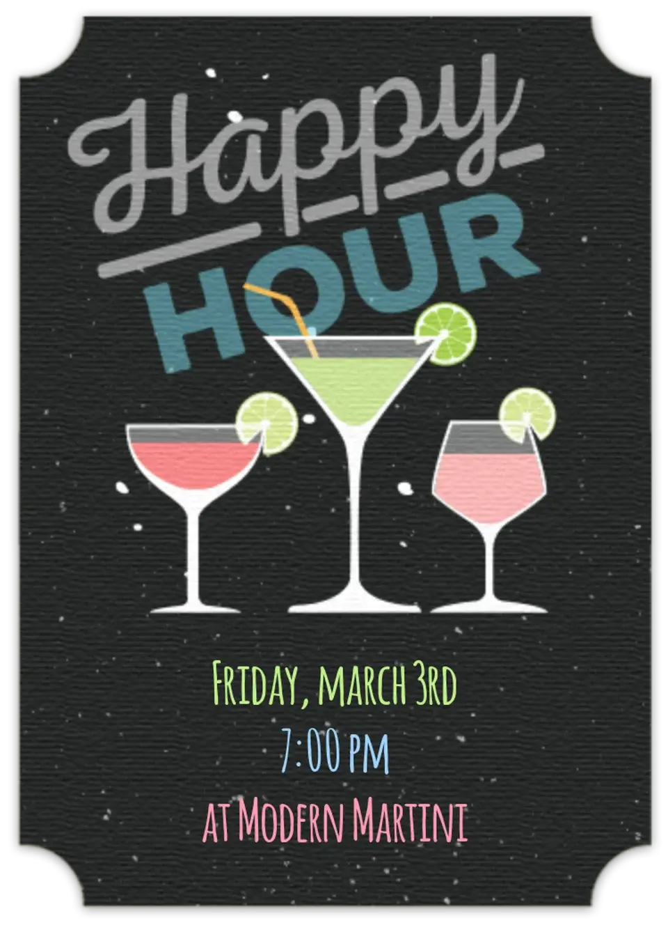 Happy Hour Drinks card