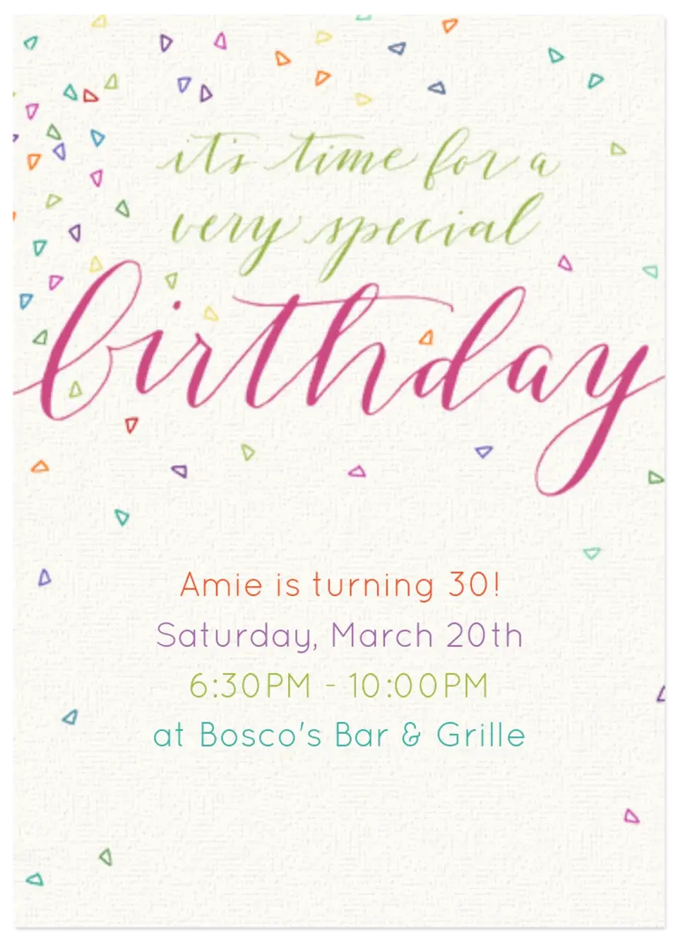 Colorful Confetti Pink card