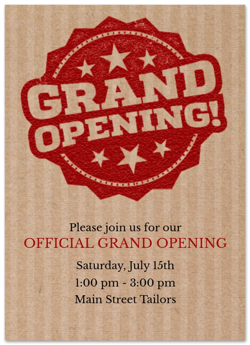 Grand Opening Seal card