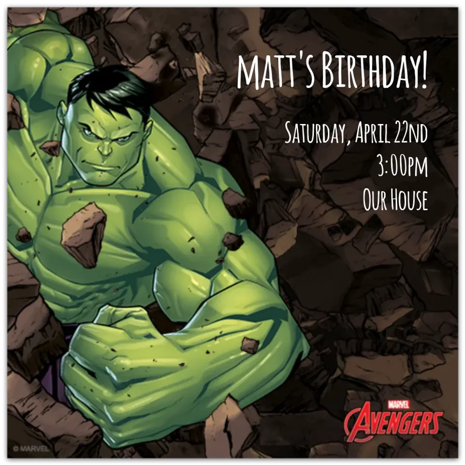 Avengers Hulk card