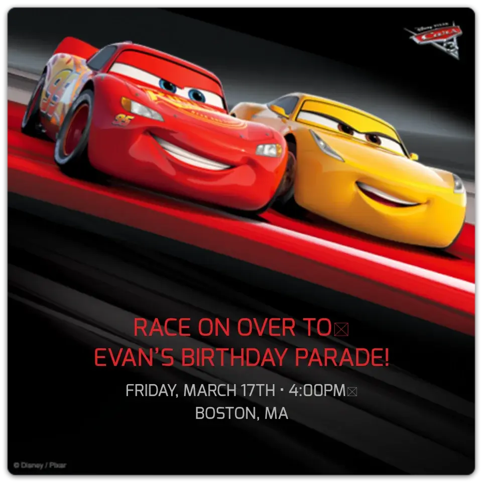 Cars 3 card