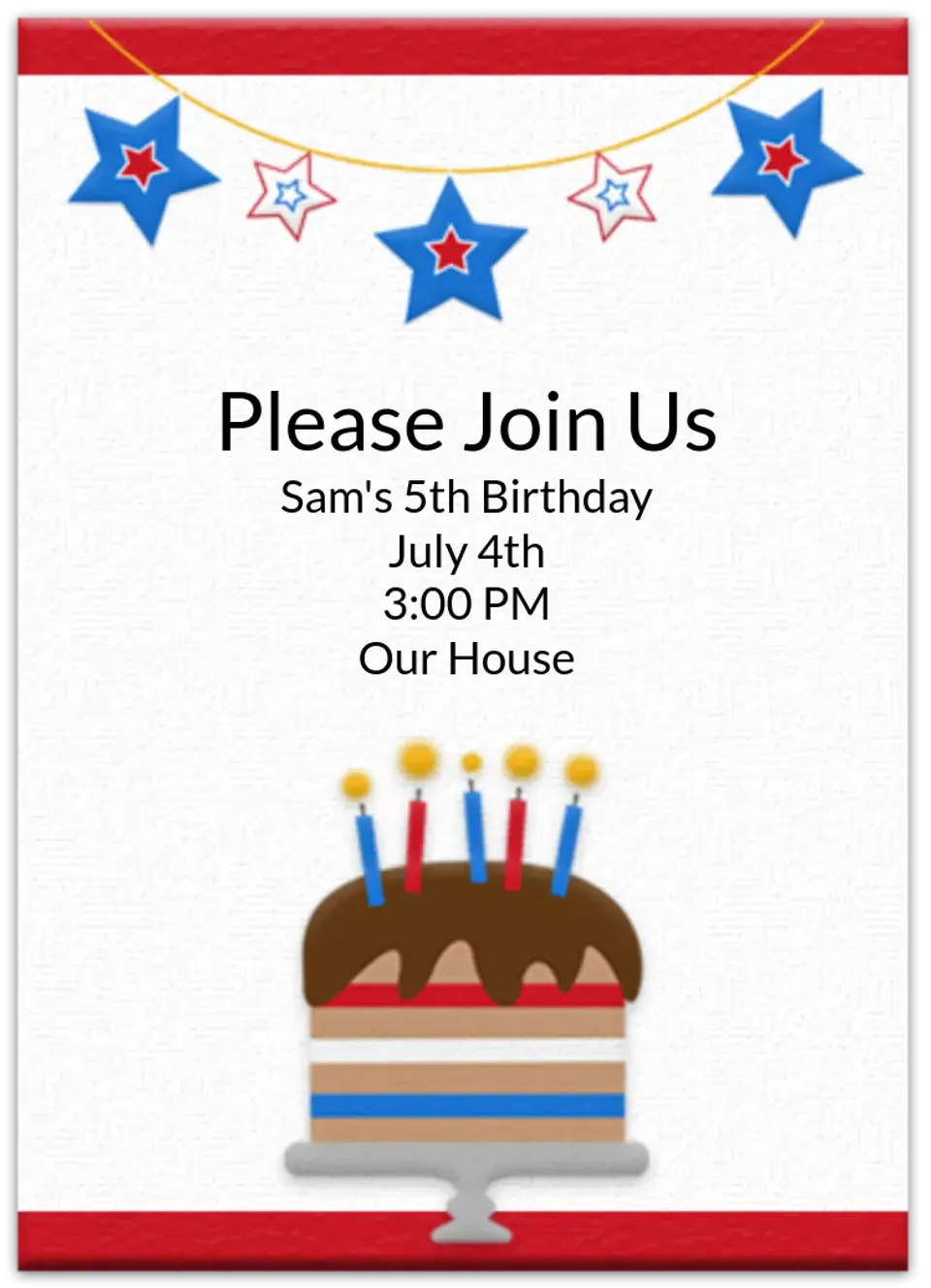 4th of July Birthday card