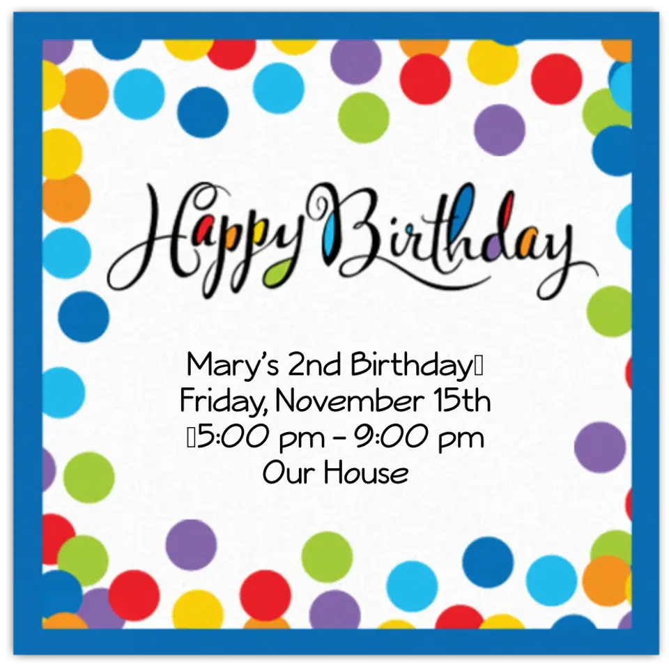 Confetti Bash card