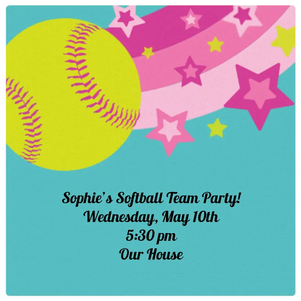 Softball Blast card