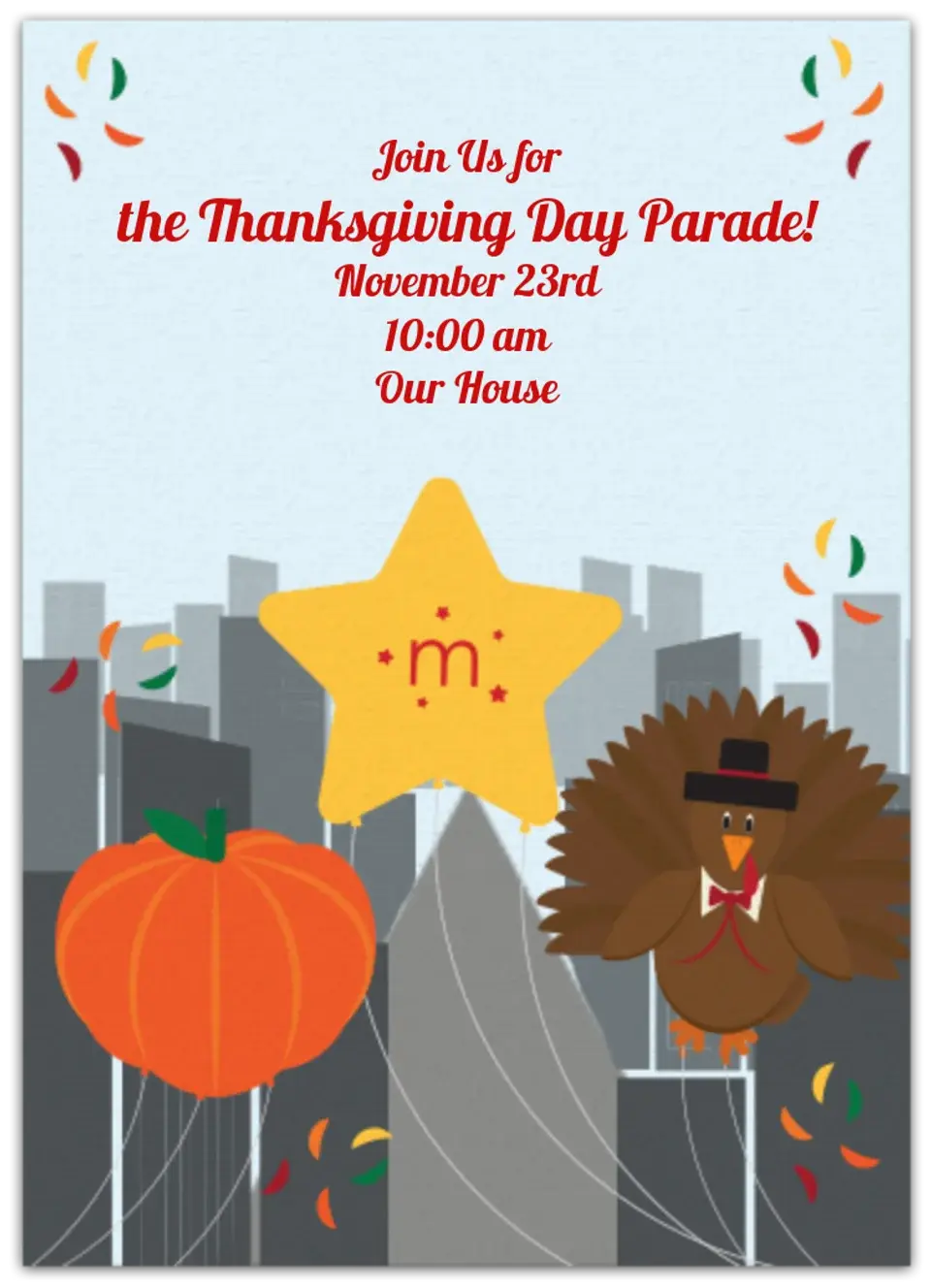 Thanksgiving Parade card
