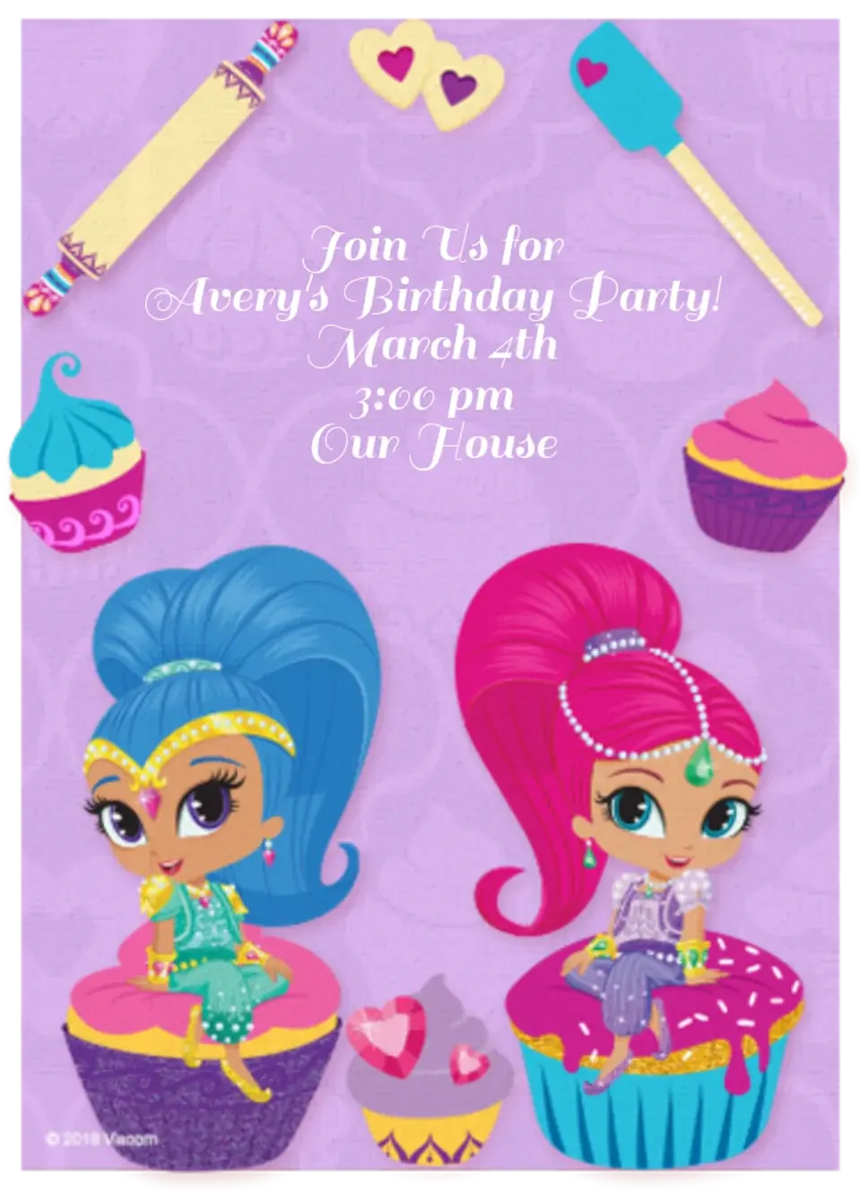 Shimmer and Shine Baking card
