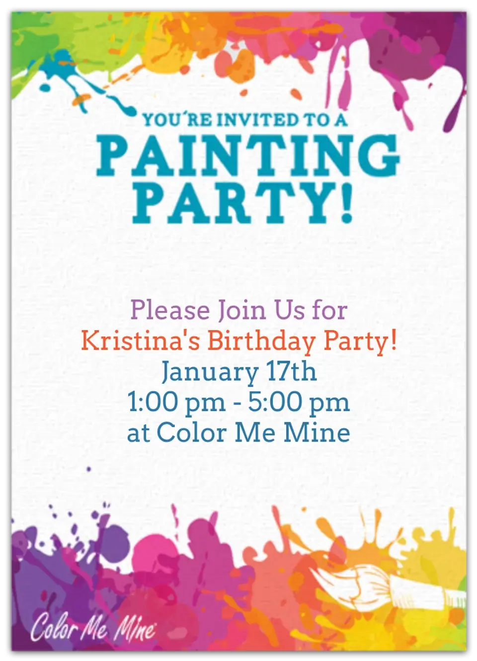 Color Me Mine | Paint Party card