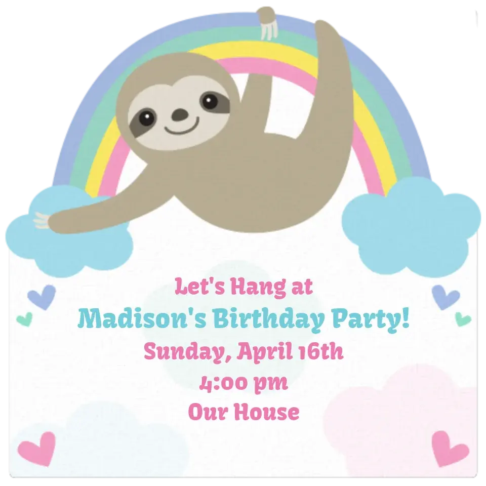 Sloth Rainbow card