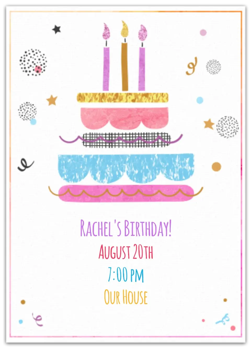 Pastel Birthday Cake card