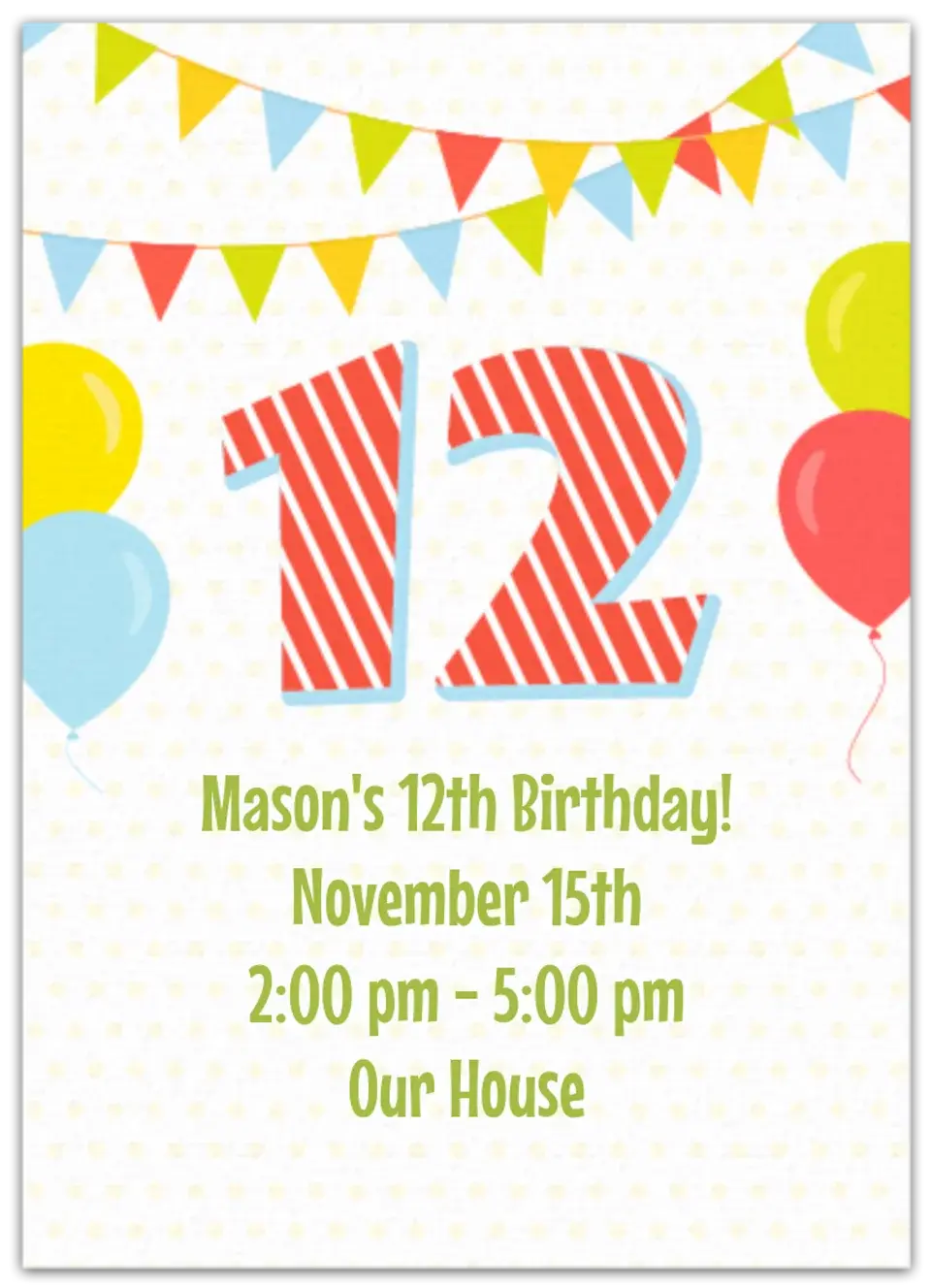 12th Birthday card