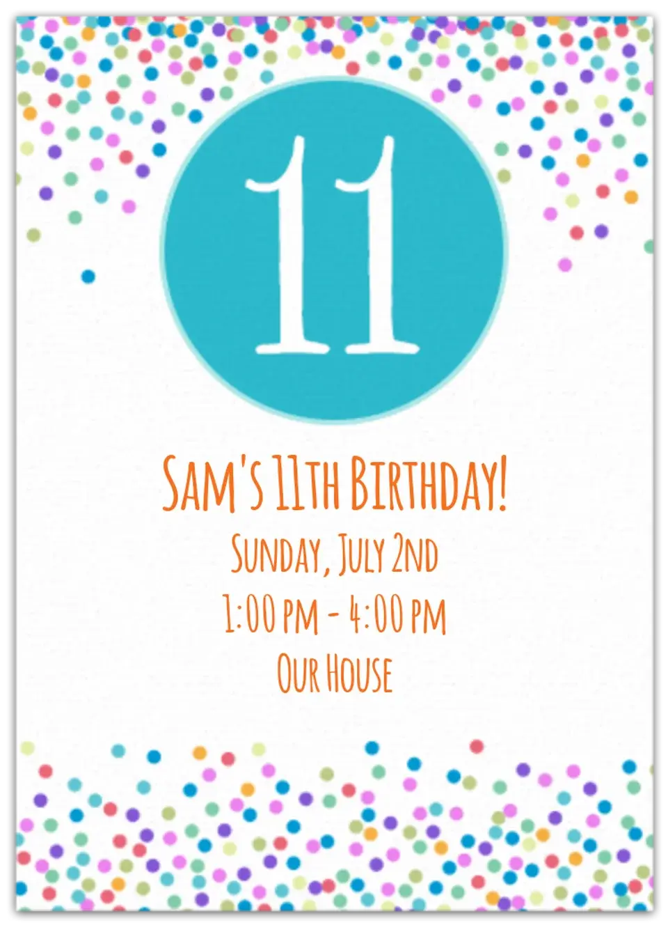11th Birthday card