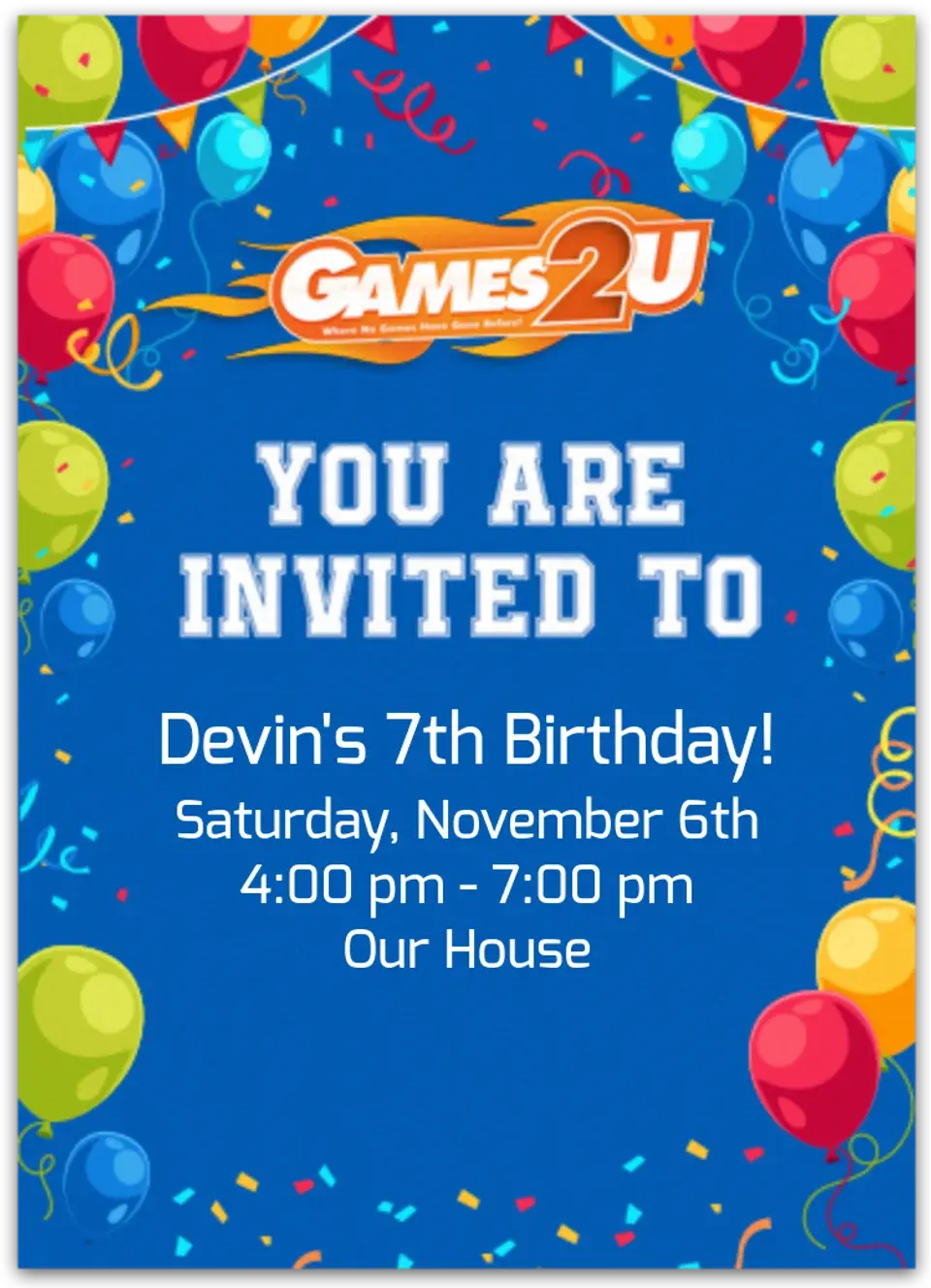 Games2U | Rainbow Balloons card