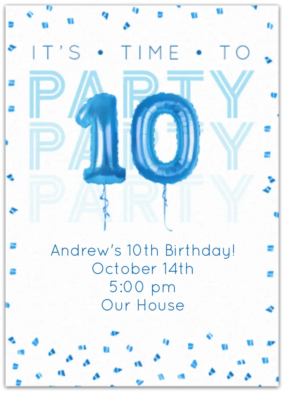 10th Birthday Balloons Party card