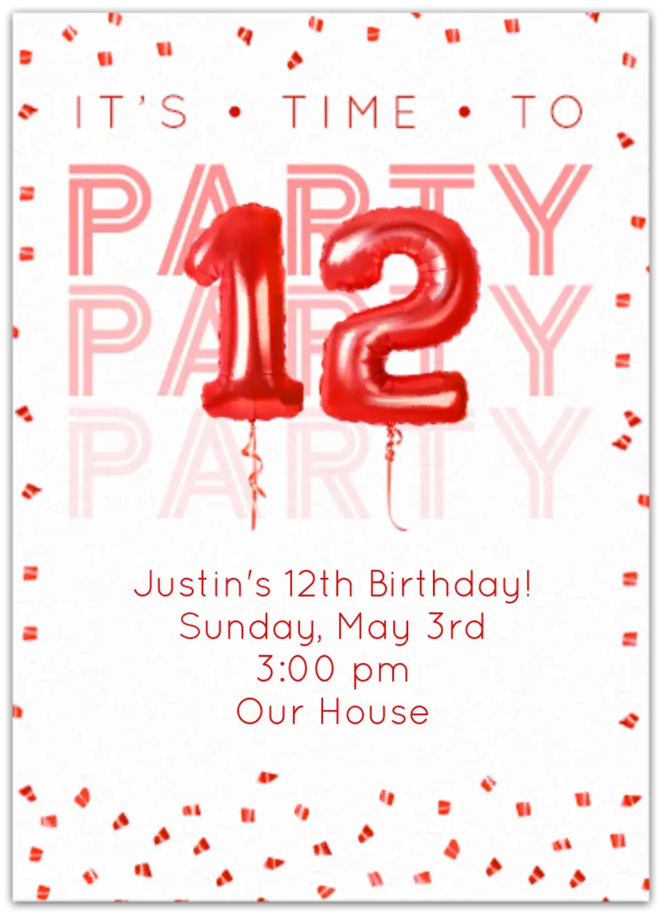 12th Birthday Balloons card