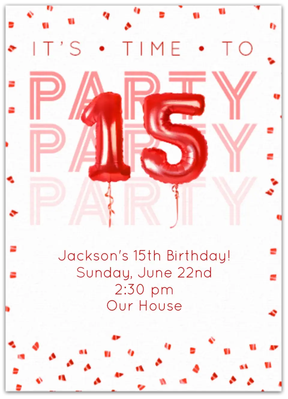 15th Birthday Balloons card image