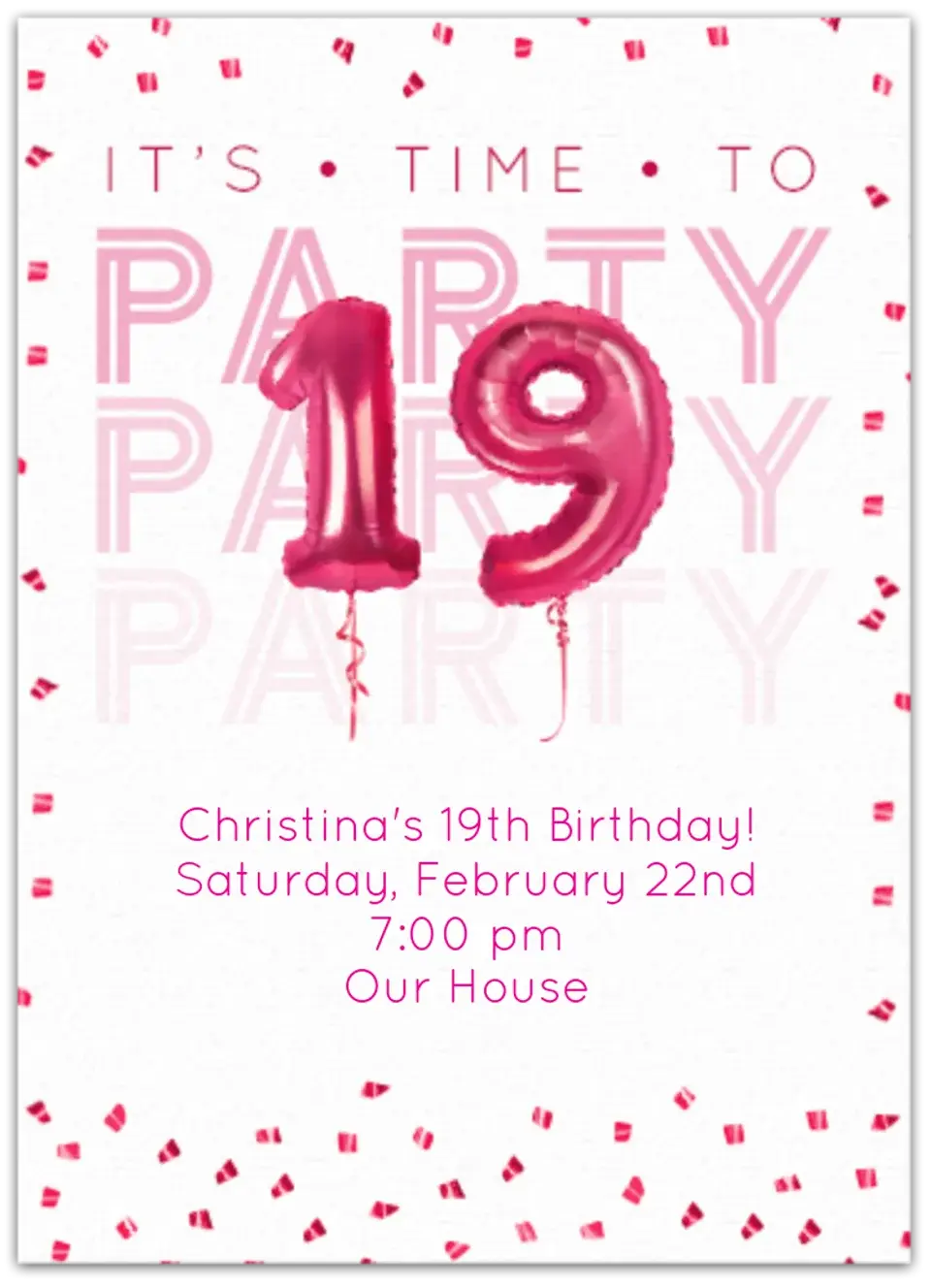19th Birthday Balloons card