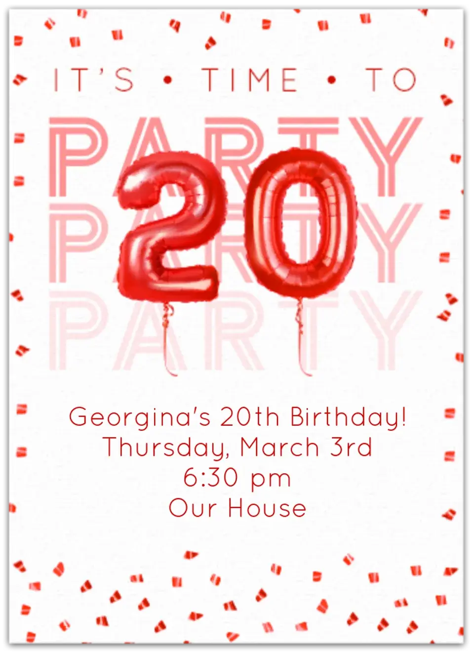 20th Birthday Balloons card