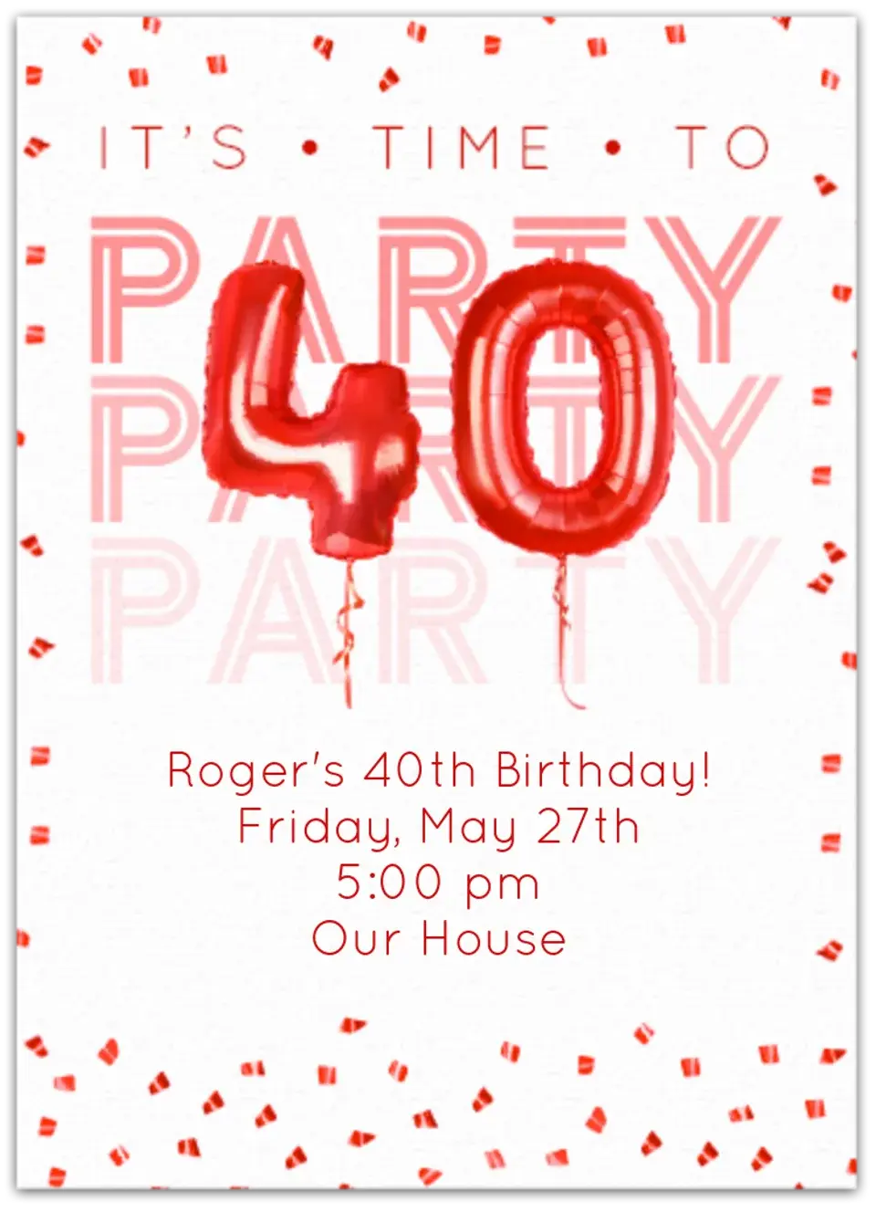 40th Birthday Balloons card