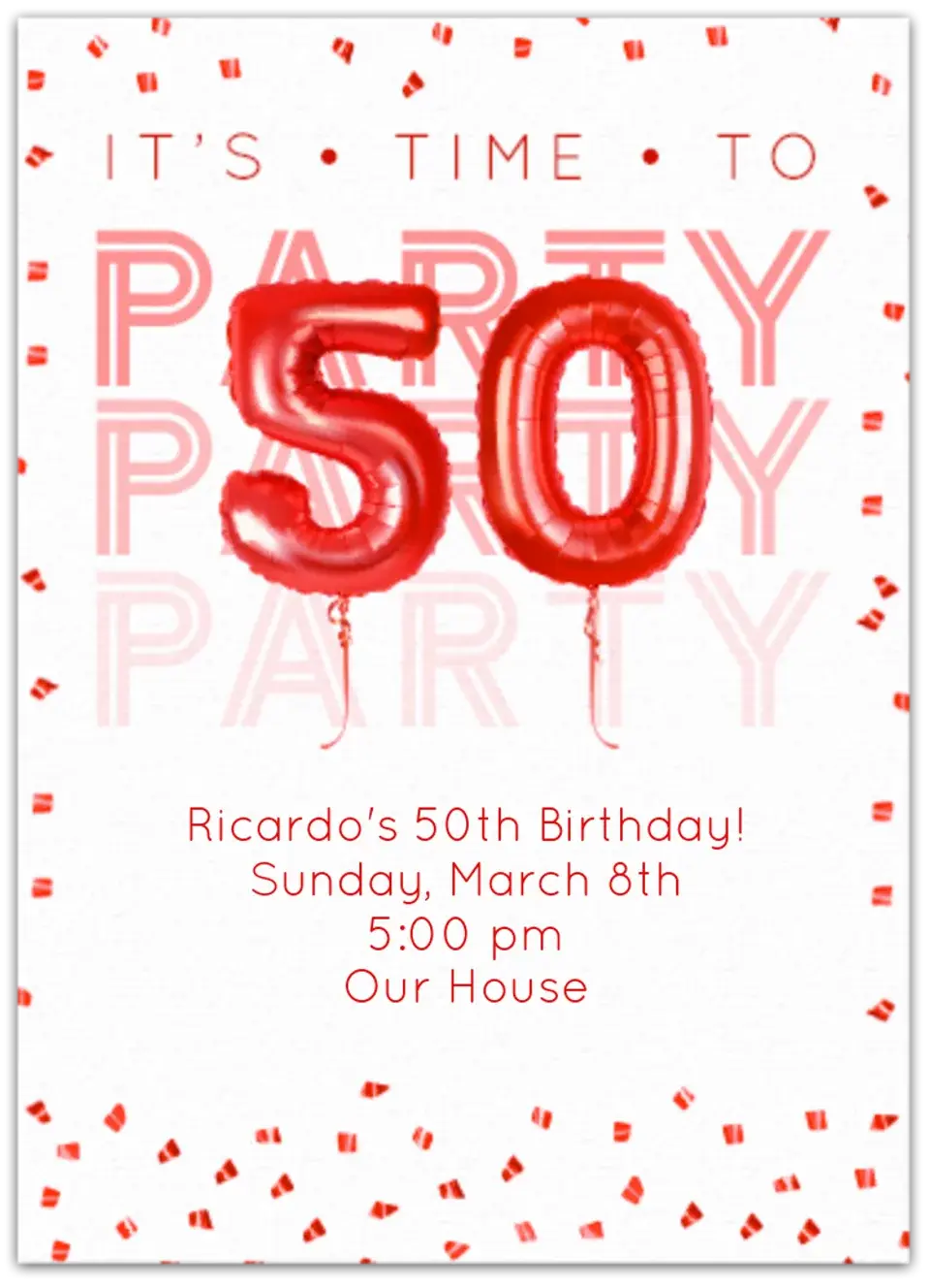 50th Birthday Balloons card