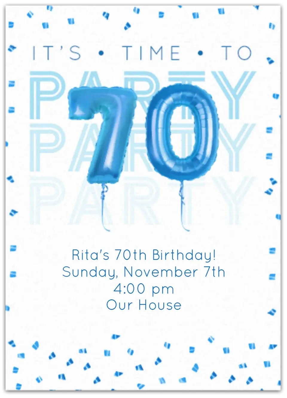 70th Birthday Balloons card