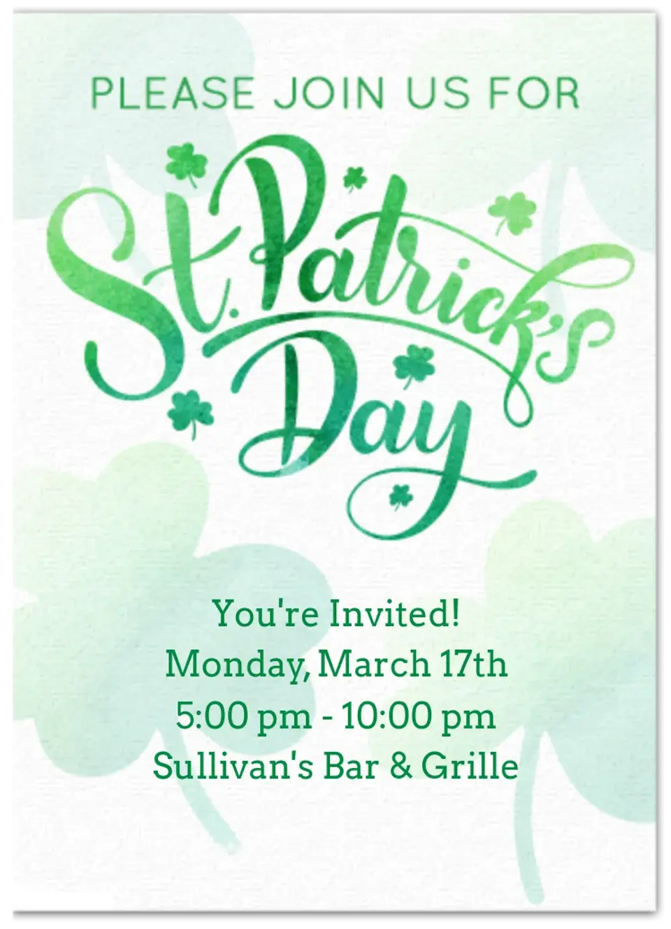St. Patrick's Day Watercolor card image