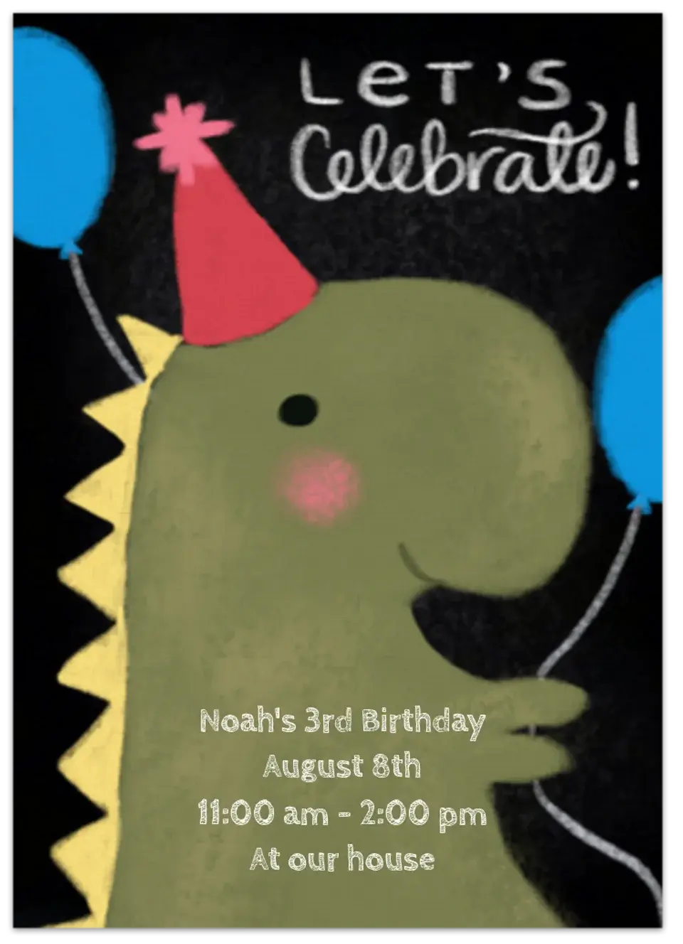 Chalkboard Dinosaur card