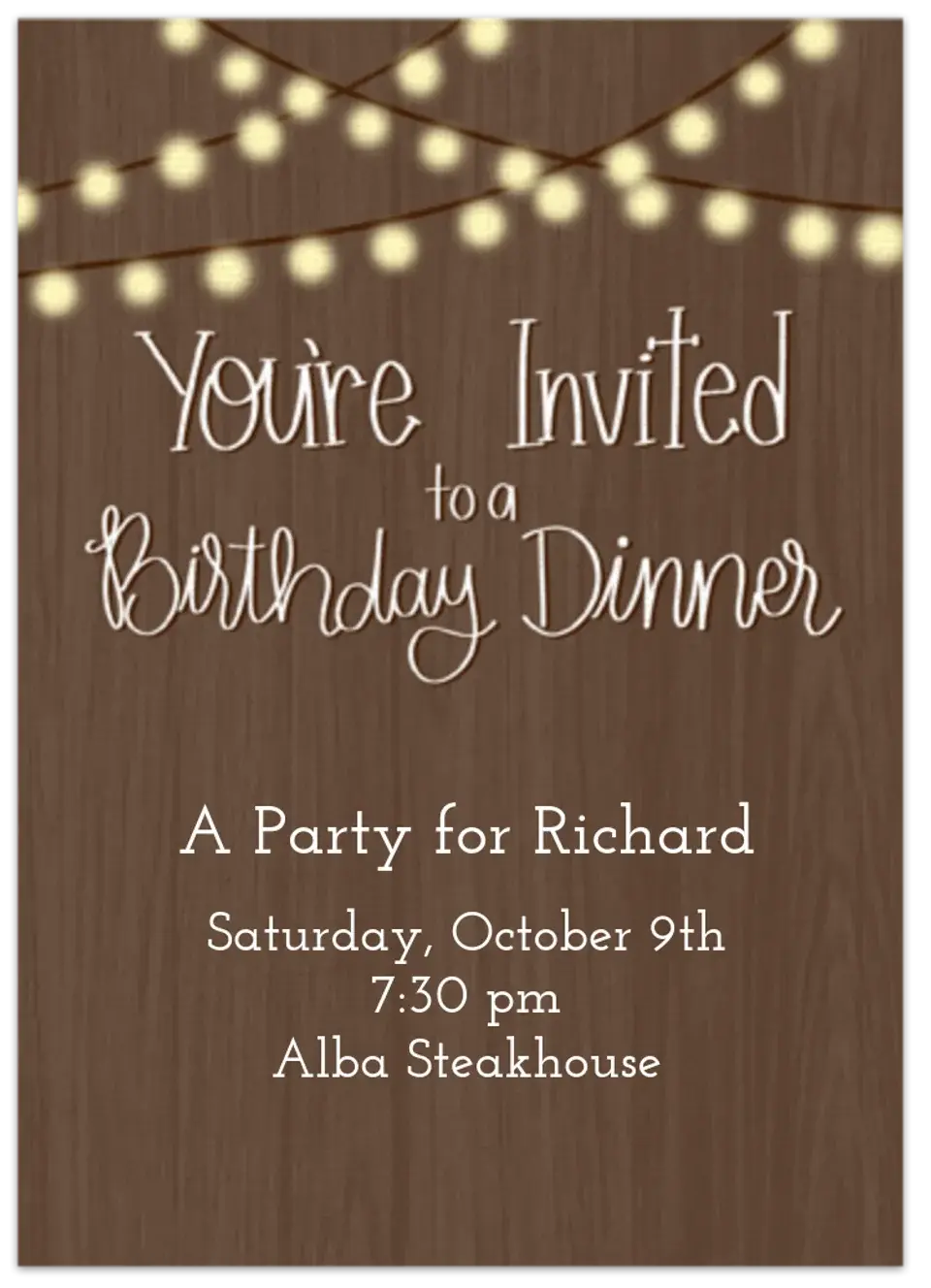 Birthday Dinner Out card