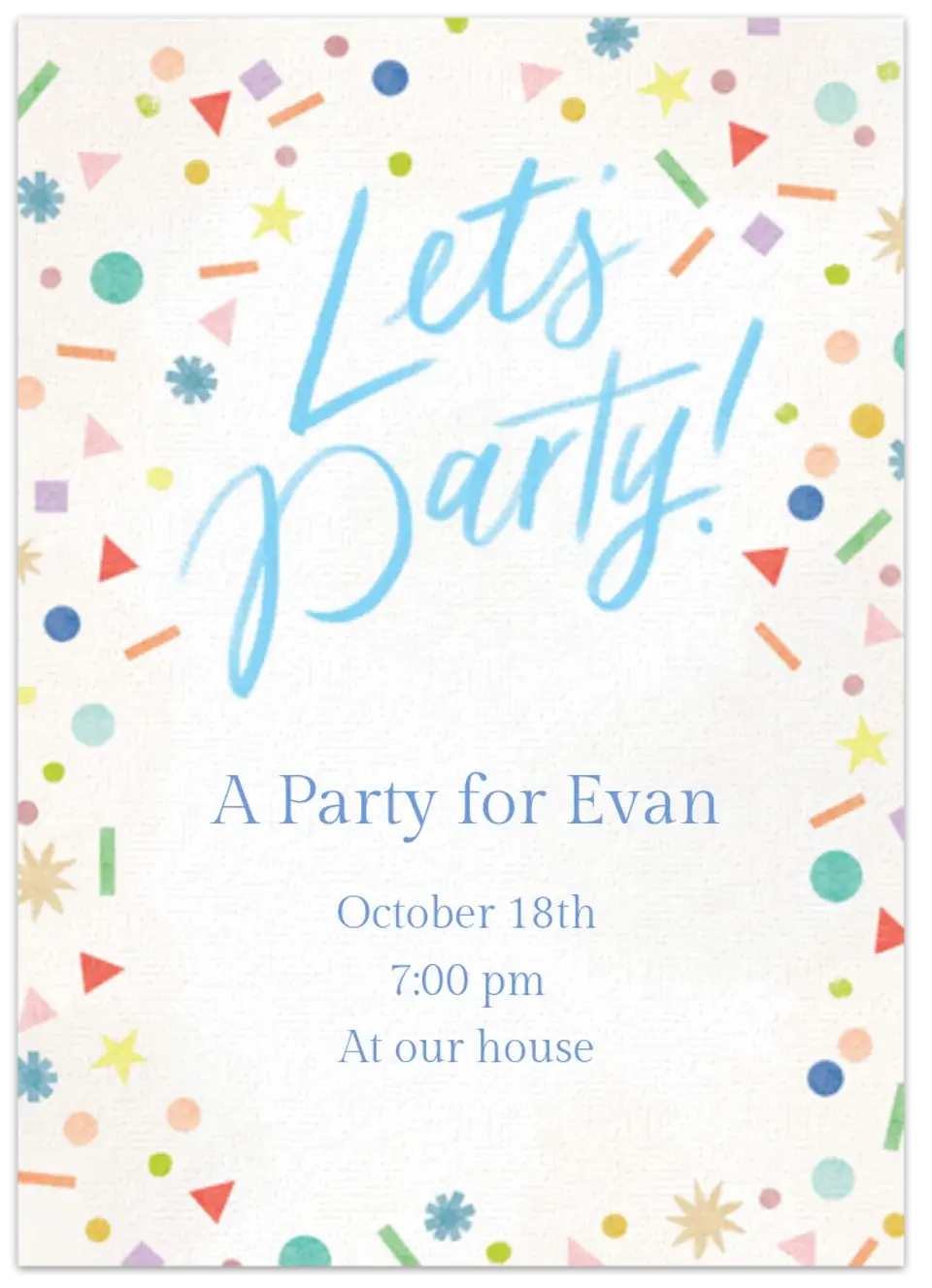 Evite card