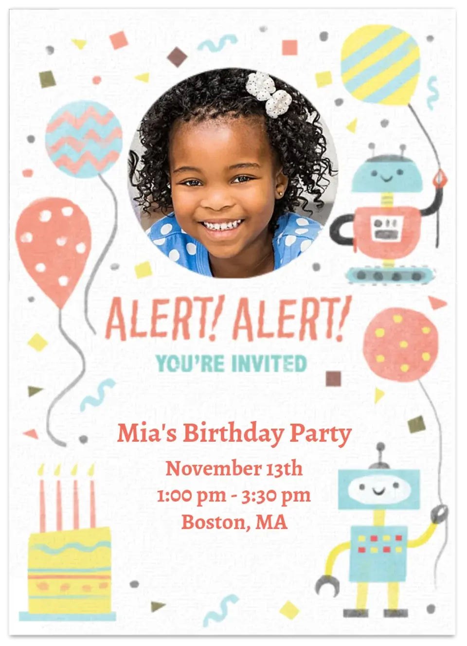 Robot Birthday Photo card