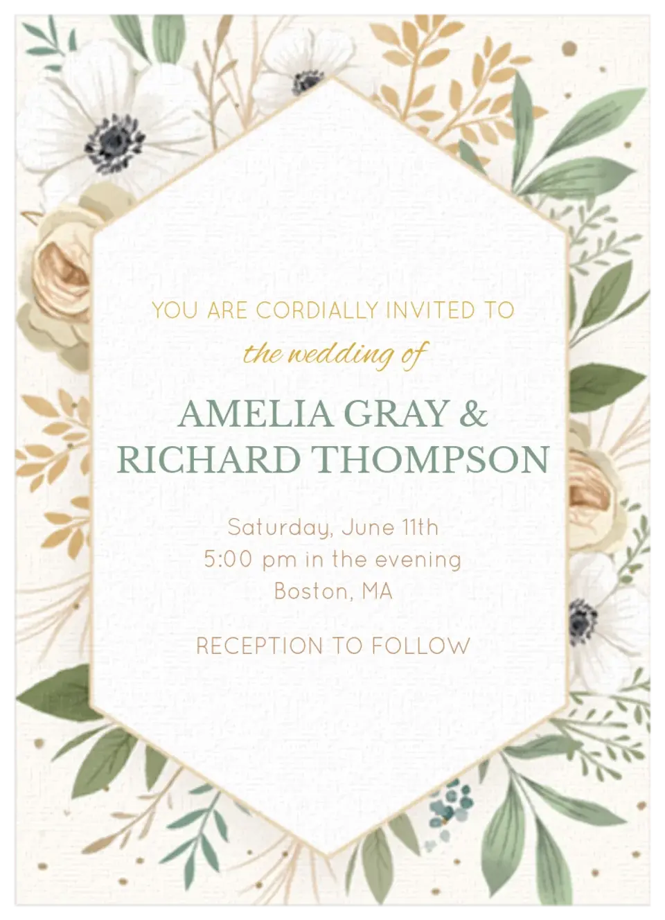 Cream & Gold Wedding card image
