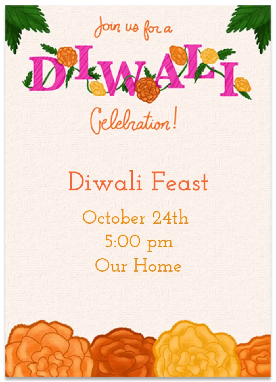 Diwali Floral Text card