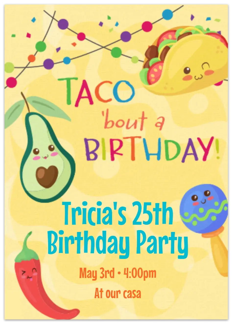Taco Birthday card image