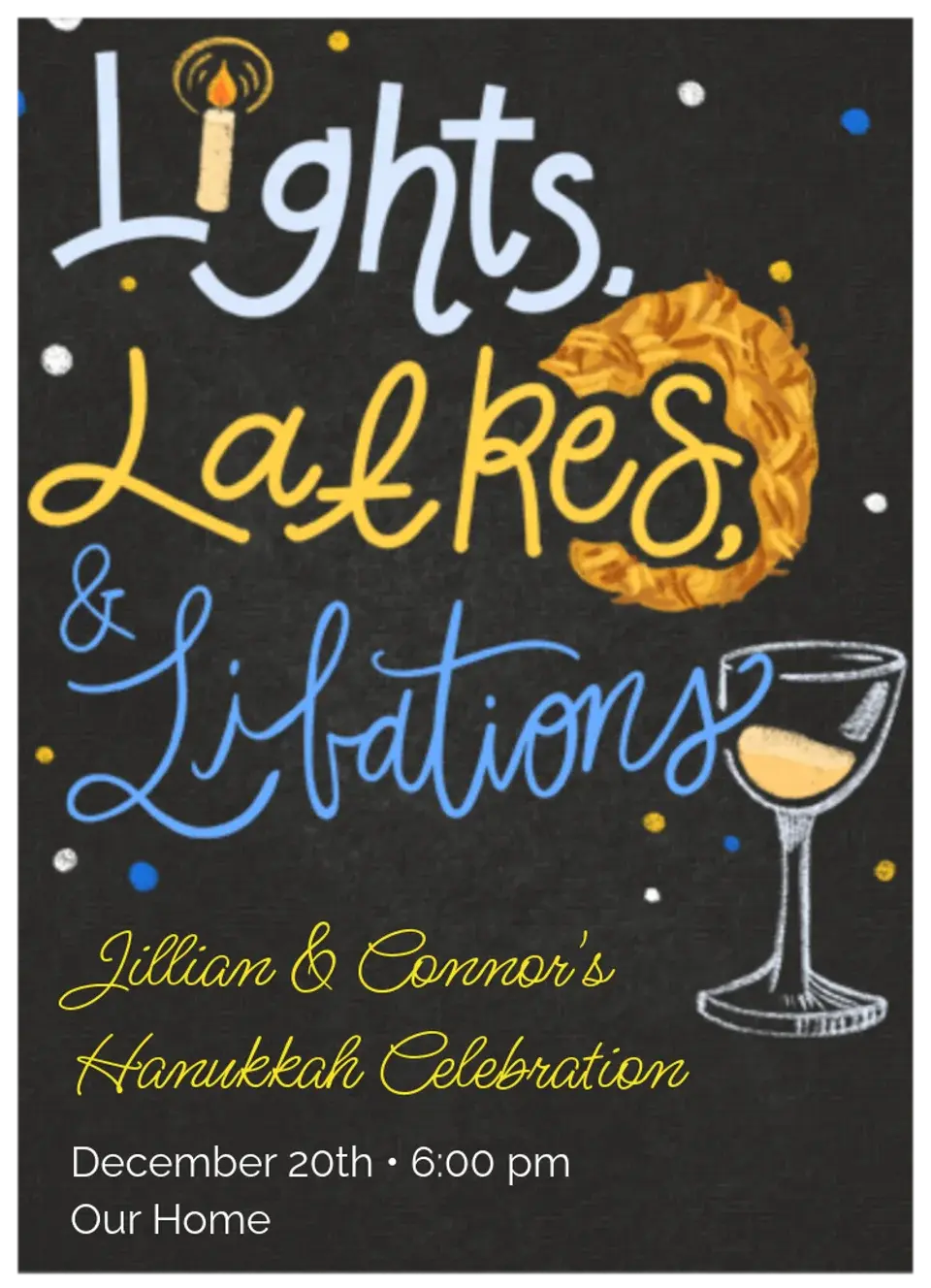 Lights, Latkes, & Libations card