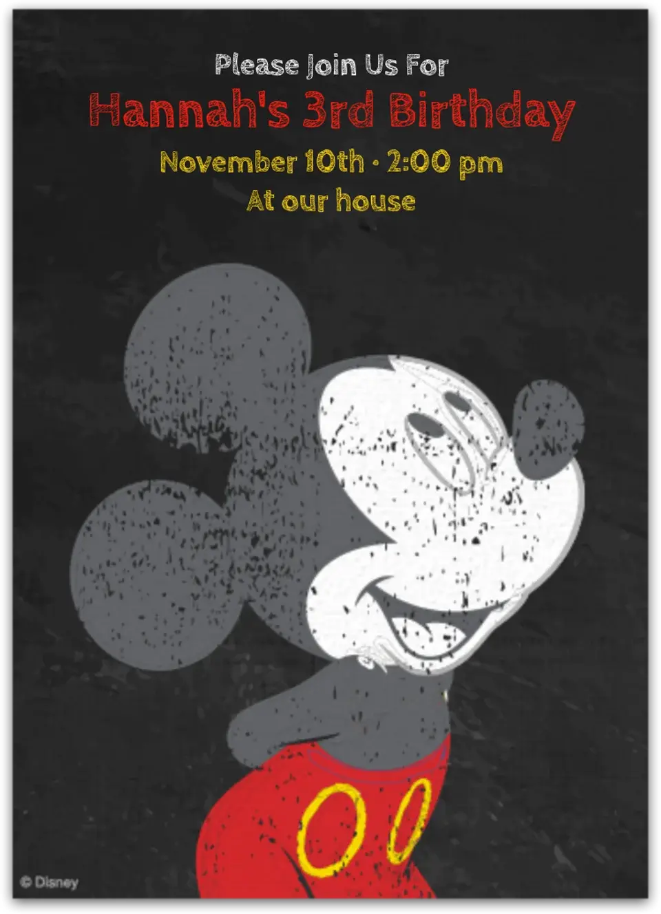 Mickey Chalkboard card